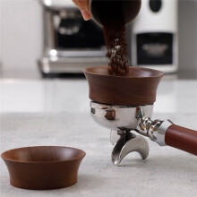 Tasse Doseuse à Expresso en Bois de Noyer de 58 mm - Entonnoir de Préparation Du Café et Anneau de Dosage pour Porte-Filtre
