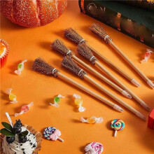 60 Pièces SorcièRe Balai Crayons pour Halloween Balai Crayons à Bille Halloween Party Favors SorcièRe Balai Prop Écriture