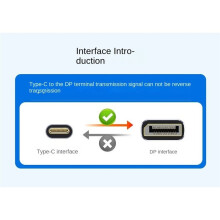 Cable USB-C A 1.4 8K@60Hz 4K@240Hz Tipo-C A DP Transmisión Unidireccional Cable de Audio para Oficinas Laptops 1m