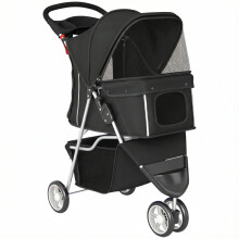 3-Wheel Pet Stroller for Small Dogs – Black