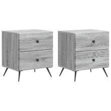 vidaXL Bedside Cabinet 2 pcs Grey Sonoma 43 x 34.5 x 47.5 cm