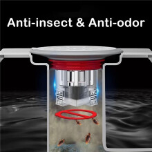 3X Prevención de Reflujo de Drenaje de Piso de Ducha: Válvula Unidireccional, Cubierta Antiolor de Alcantarillado (Calibre de Instalación: 32-75
