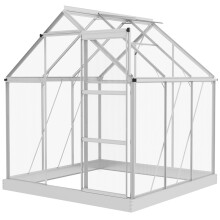6x6ft Polycarbonate Walk-In Greenhouse, Silver