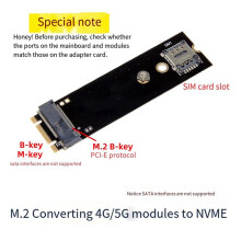 2X M.2 B-Key auf M.2 M-Key NVME oder B-Key Adapterkarte 4G 5G Netzwerkkartenmodul mit SIM-Kartensteckplatz