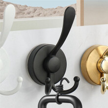 2pcs Stainless Steel Sucker Double Hook Punch-Free Powerful Sucker Hook Reusable Rust-Proof Clothes Hook Silver