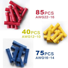 200-Teiliges Set mit Stoßverbindern und Crimp-Steckverbindern, 10-22 AWG-Drahtcrimp-Steckverbinder, Rot, Blau, Gelb, Klemmen-Sets