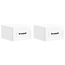 vidaXL Wall-Mounted Bedside Cabinet with Drawer 2 pcs High Gloss White