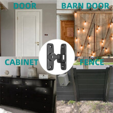 90/180 Degree Angle Flip and Slide Barn Door Lock. Heavy Duty Zinc Alloy Anti-Theft Bolt. (Black)