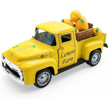 Lemon Truck Decor, Farmhouse Yellow Pickup Truck with Lemons, Tiered Tray Tabletop Decoration Rustic Vintage Home Accent