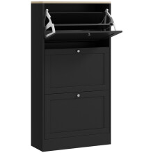 HOMCOM 3-Drawer Shoe Cabinet - Black
