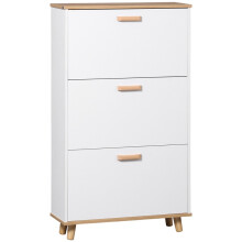 (White, Engineered Wood) Slim Shoe Cabinet with 3 Flip Drawers, White