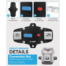 30 Amp Circuit Breaker Resettable High Amp Circuit Breaker with Manual Reset Button, Automatic Circuit Breaker