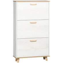 (Cream, Engineered Wood) Slim Shoe Cabinet with 3 Flip Drawers, Cream White