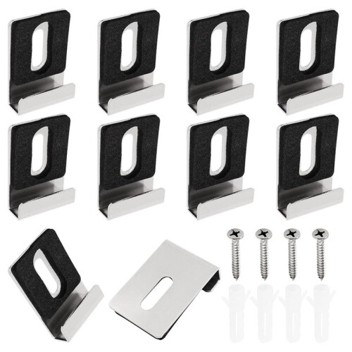 Kit da 10 Pezzi per Appendere Specchi Resistenti, Clip per Specchi Pesanti per Montaggio A Parete, Foro Singolo, Argento