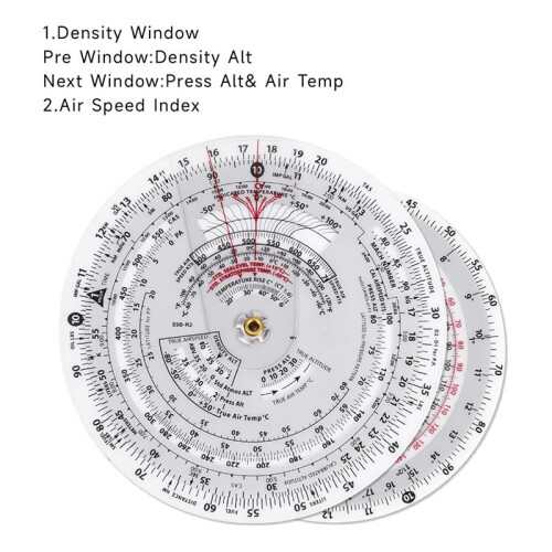 E6B-R2 4 Inch Diameter Circular Flight Computer, Flight Computer Calculator Standard Flight Training Student Use IFR VFR