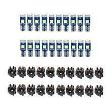 20 Luces LED T5 para Indicador de Calibre del Panel del Tablero de Instrumentos del AutomóVil, Reemplazo de Luz 3030-3SMD con Casquillo de Bloqueo