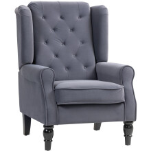 (Charcoal grey, Velvet) Retro Wingback Accent Chair, Charcoal Grey