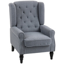(Grey, Fleece) Retro Wingback Accent Chair, Grey