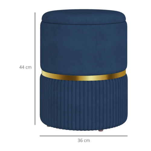 Velvet-Feel Storage Ottoman - Blue 2