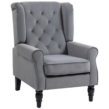(LIGHT GREY, Velvet) Retro Wingback Accent Chair, Light Grey