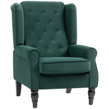 (Green, Velvet) Retro Wingback Accent Chair - Green Tufted
