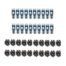 20 Luces LED T5 para Indicador de Calibre del Panel del Tablero de Instrumentos del AutomóVil, Reemplazo de Luz 3030-3SMD con Casquillo de Bloqueo
