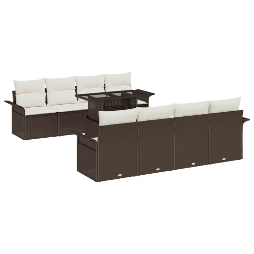 VidaXL vidaXL Gartensofa-set 9 stk. Braun [Synthetisch]: Poly Rattan 1