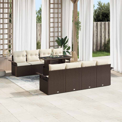 VidaXL vidaXL Gartensofa-set 9 stk. Braun [Synthetisch]: Poly Rattan 2