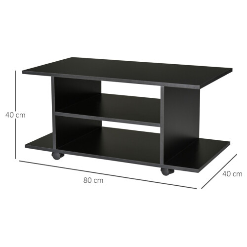 Modern Black TV Cabinet with Storage Shelves 2