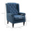 (Blue, Linen) Retro Blue Wingback Accent Chair, Button-Tufted 3