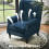 (Blue, Linen) Retro Blue Wingback Accent Chair, Button-Tufted 5