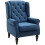 (Blue, Linen) Retro Blue Wingback Accent Chair, Button-Tufted 8