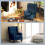 (Blue, Linen) Retro Blue Wingback Accent Chair, Button-Tufted 6