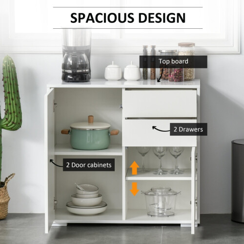 High Gloss White Sideboard with Push-Open Drawers 2