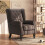 (Brown, Linen) Retro Wingback Accent Chair, Brown Tufted 2