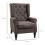(Brown, Linen) Retro Wingback Accent Chair, Brown Tufted 3