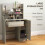 (Natural Wood, Engineered Wood) Wood-Effect Dressing Table & Stool Set with Storage 4