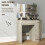 (Natural Wood, Engineered Wood) Wood-Effect Dressing Table & Stool Set with Storage 8