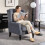 (Grey, Velvet) Retro Wingback Accent Chair, Grey 2