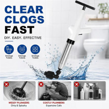 Toilet Plunger, High Pressure Toilet Plunger, Toilet Unclogger Tool for Drain Clog, Heavy Duty Plunger with Gauge