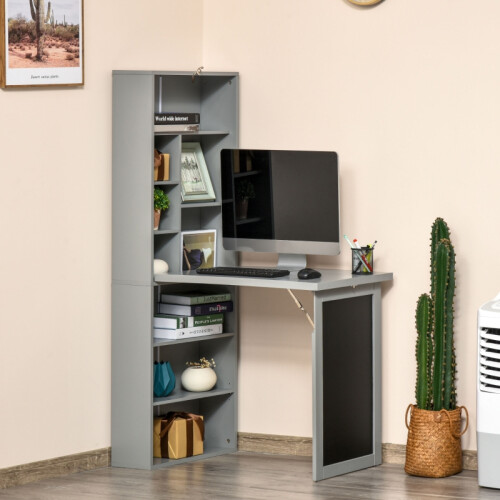 Folding Convertible Desk with Blackboard, Grey 1