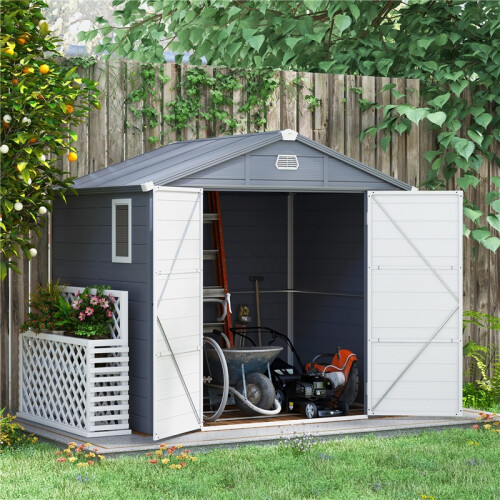 Aluminium & Plastic Wall Shed 7.9ft x 6.2ft Grey 1