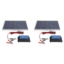 2X Solar Panel 10W 12V Polycrystalline IP65 Waterproof Portable 30A Solar Charge Controller Combo for Outdoor