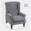 (LIGHT GREY, Velvet) Retro Wingback Accent Chair, Light Grey 3