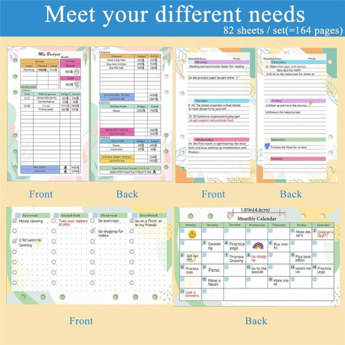 A6 Goal Planner PU Leather Storage Pouch Notebook Undated Weekly and Monthly Daily 6 Ring Activity Chart Planner A 2