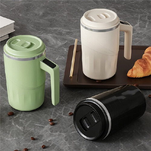 Magnetic Self Stirring Coffee Mug USB Charging with Temperature Display and Spill Proof Lid Automatic Stirring Cup A 2