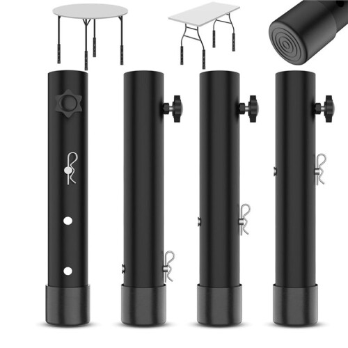 4 Pcs 3-LEVEL Adjustable Table Leg Risers, Highly Steel Folding Table Leg Extenders, Tables Legs Extensions 1