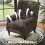 (Brown, Linen) Retro Wingback Accent Chair, Brown Tufted 6
