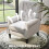 (Cream, Linen) Retro Wingback Accent Chair, Cream White 6