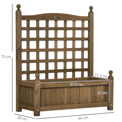 Wood Garden Planter with Trellis, Brown 2
